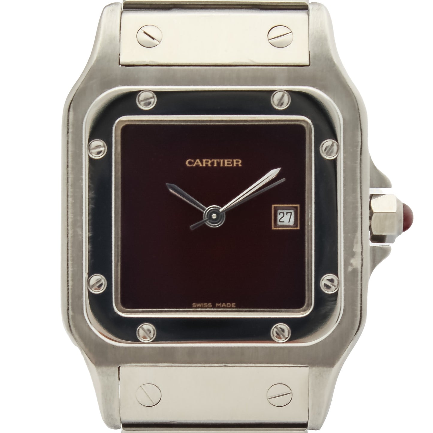 Cartier Santos Ref. 2960 - "Like new" condition - Burgundy - "Swiss made" dial