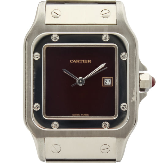 Cartier Santos Ref. 2960 - "Like new" condition - Burgundy - "Swiss made" dial
