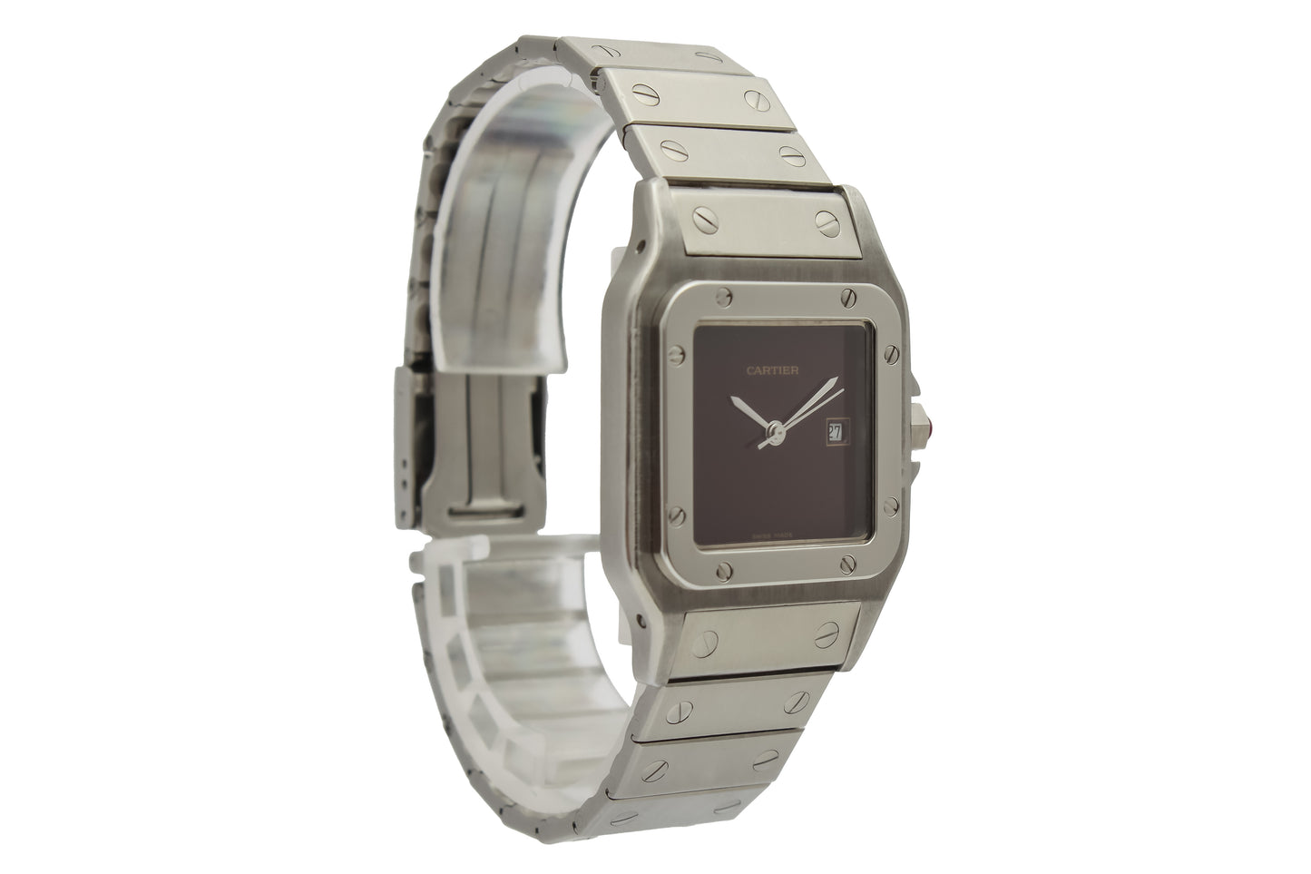 Cartier Santos Ref. 2960 - "Like new" condition - Burgundy - "Swiss made" dial