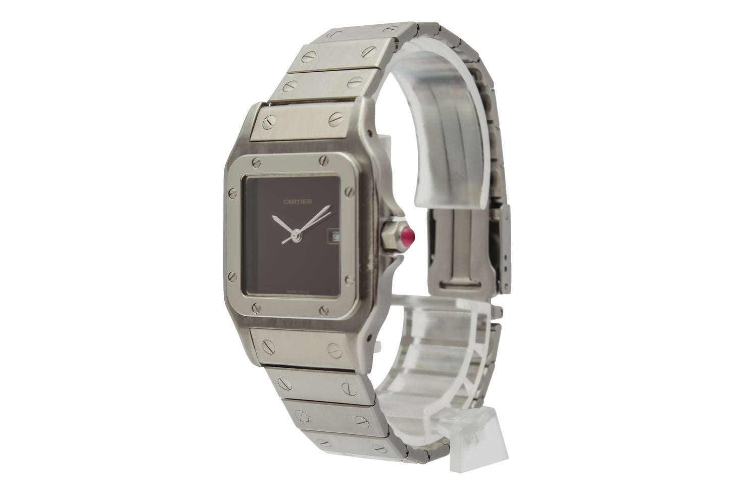 Cartier Santos Ref. 2960 - "Like new" condition - Burgundy - "Swiss made" dial
