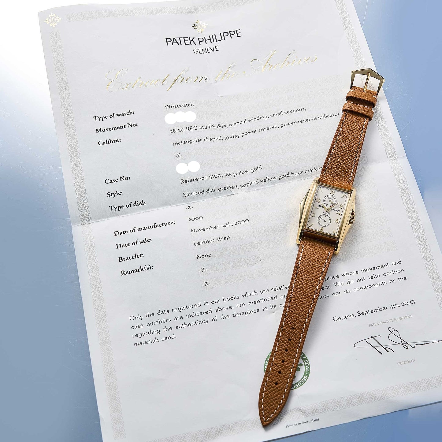 Patek Philippe Gondolo Ref. 5100J - "Very good" condition - Extract from the archives
