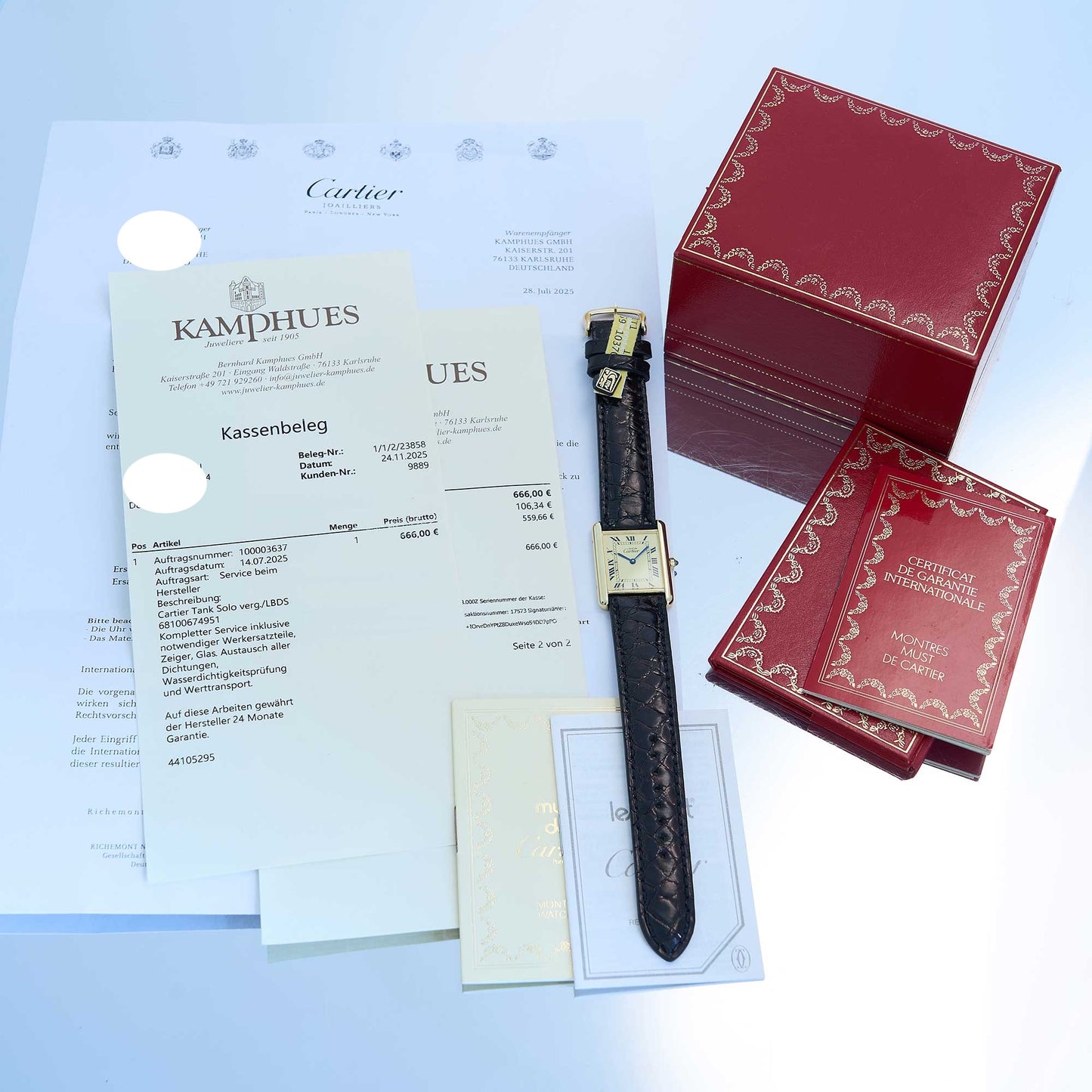 Cartier Tank Ref. 681006 - "Very good" condition - Service in 2025 - Fullset