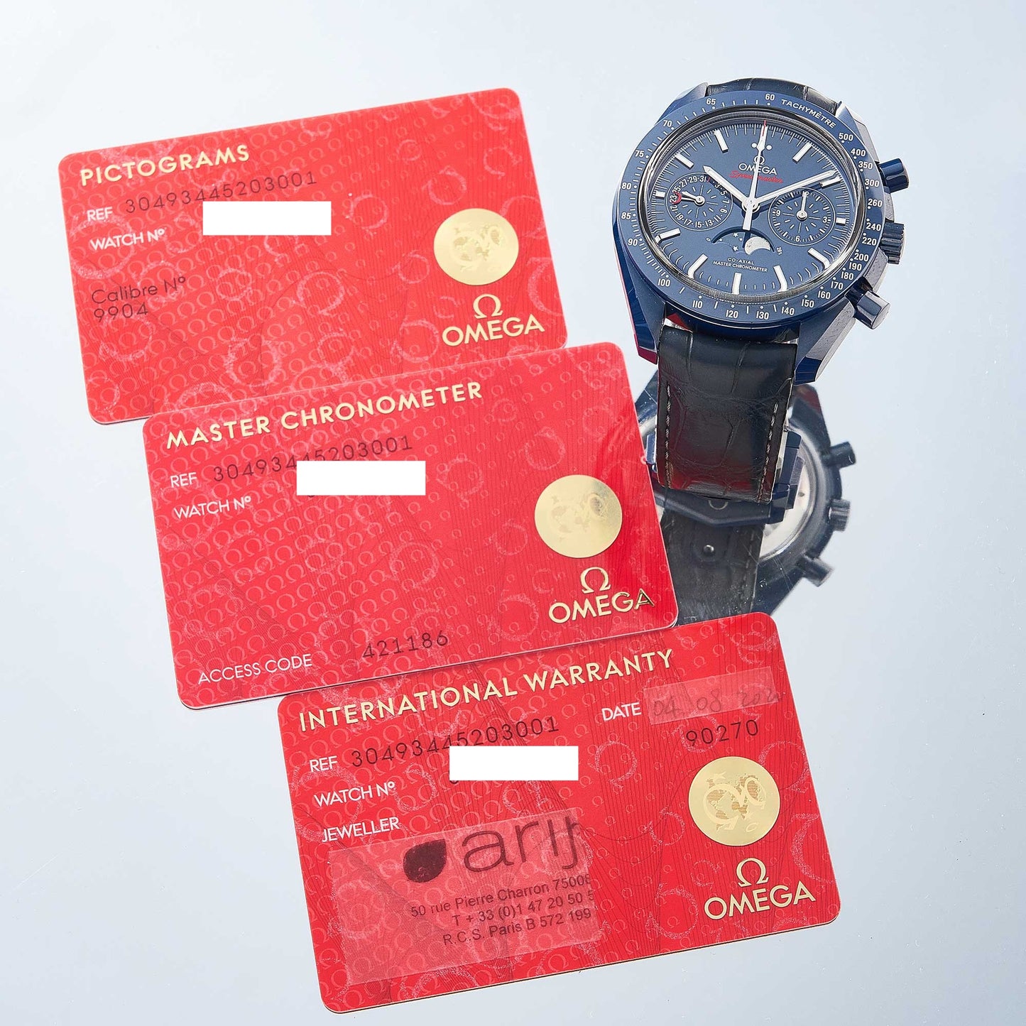 Omega Speedmaster Moonphase Moonwatch Moonphase Ref. 304.93.44.52.03.001 - "Very good" condition - Fullset