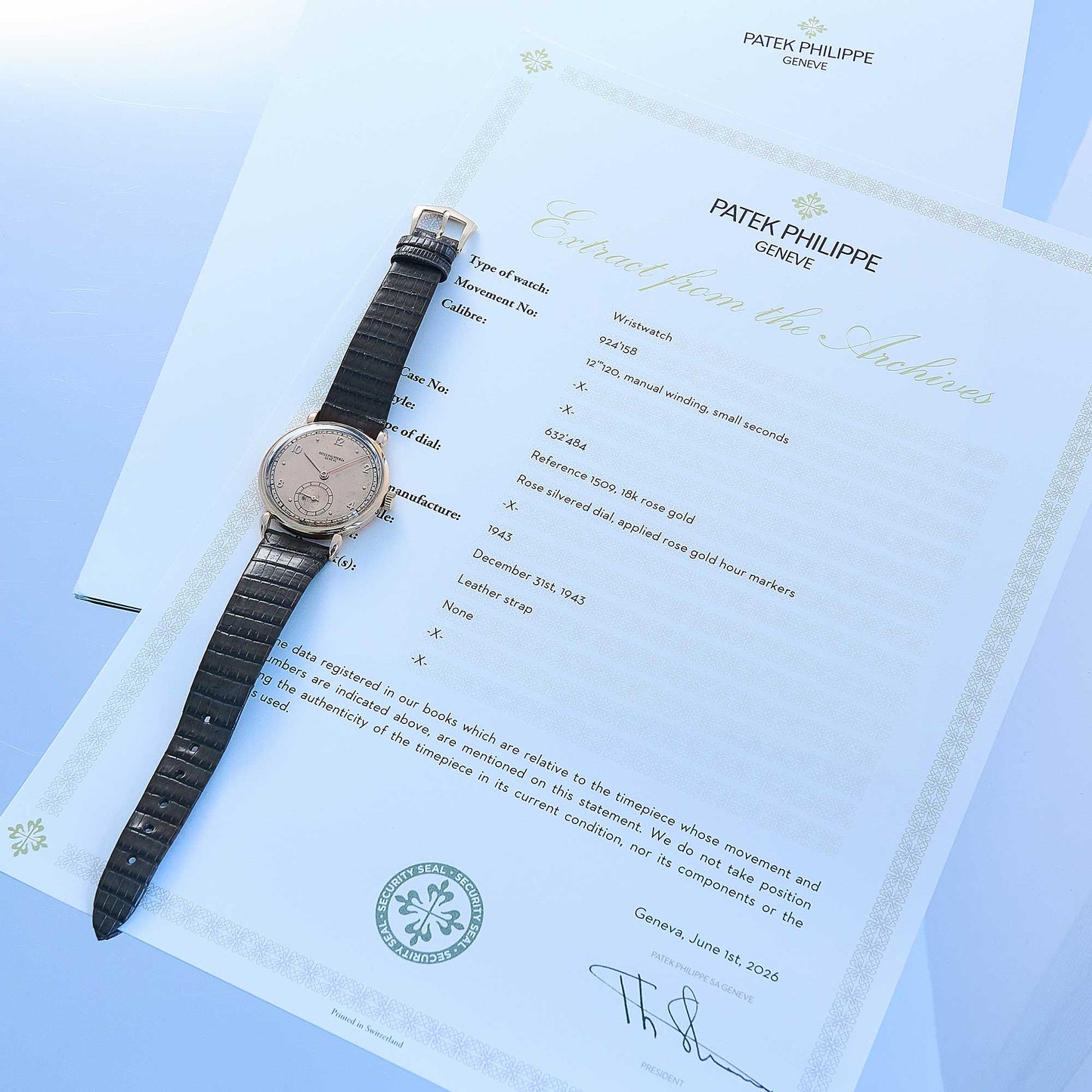 Patek Philippe Calatrava Ref. 1509 - "Very good" condition - Pink on Pink - Extract