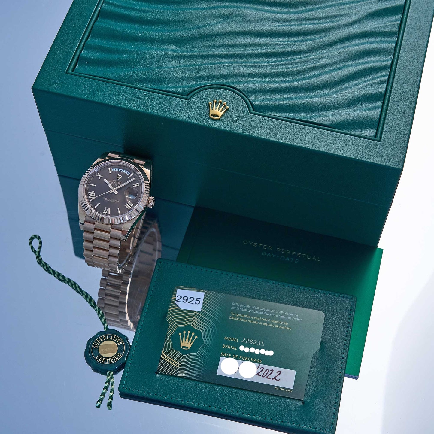 Rolex Day-Date Ref. 228235 - "Very good" condition - "Unpolished" - Fullset from 2022