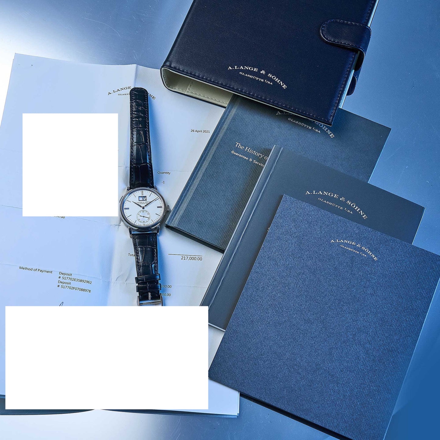 A. Lange & Söhne Saxonia Outsize Date Ref. 381.026 - "Very good" condition - Fullset