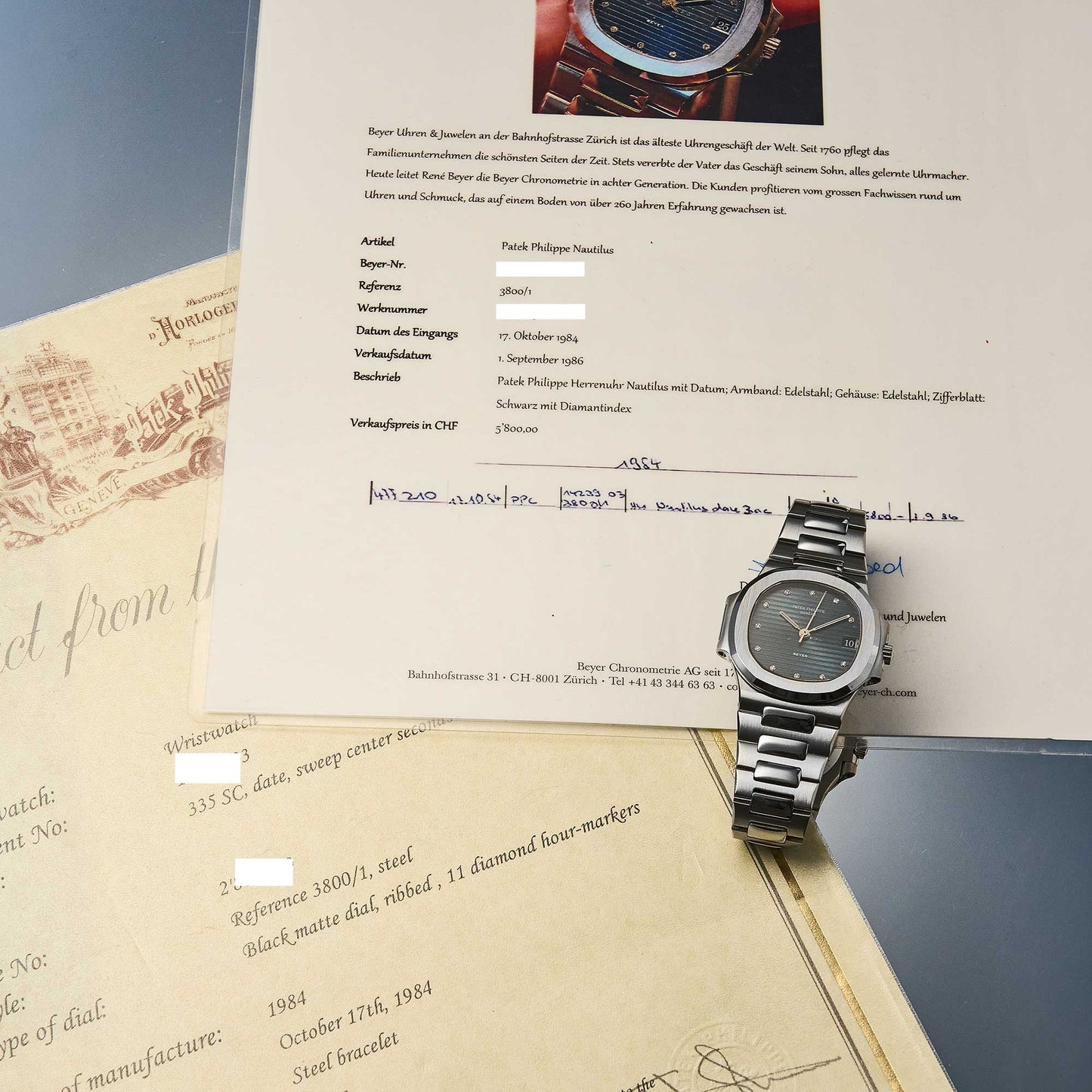 Patek Philippe Nautilus Ref. 3800/1 - "Very good" condition - Beyer Dial - Extract