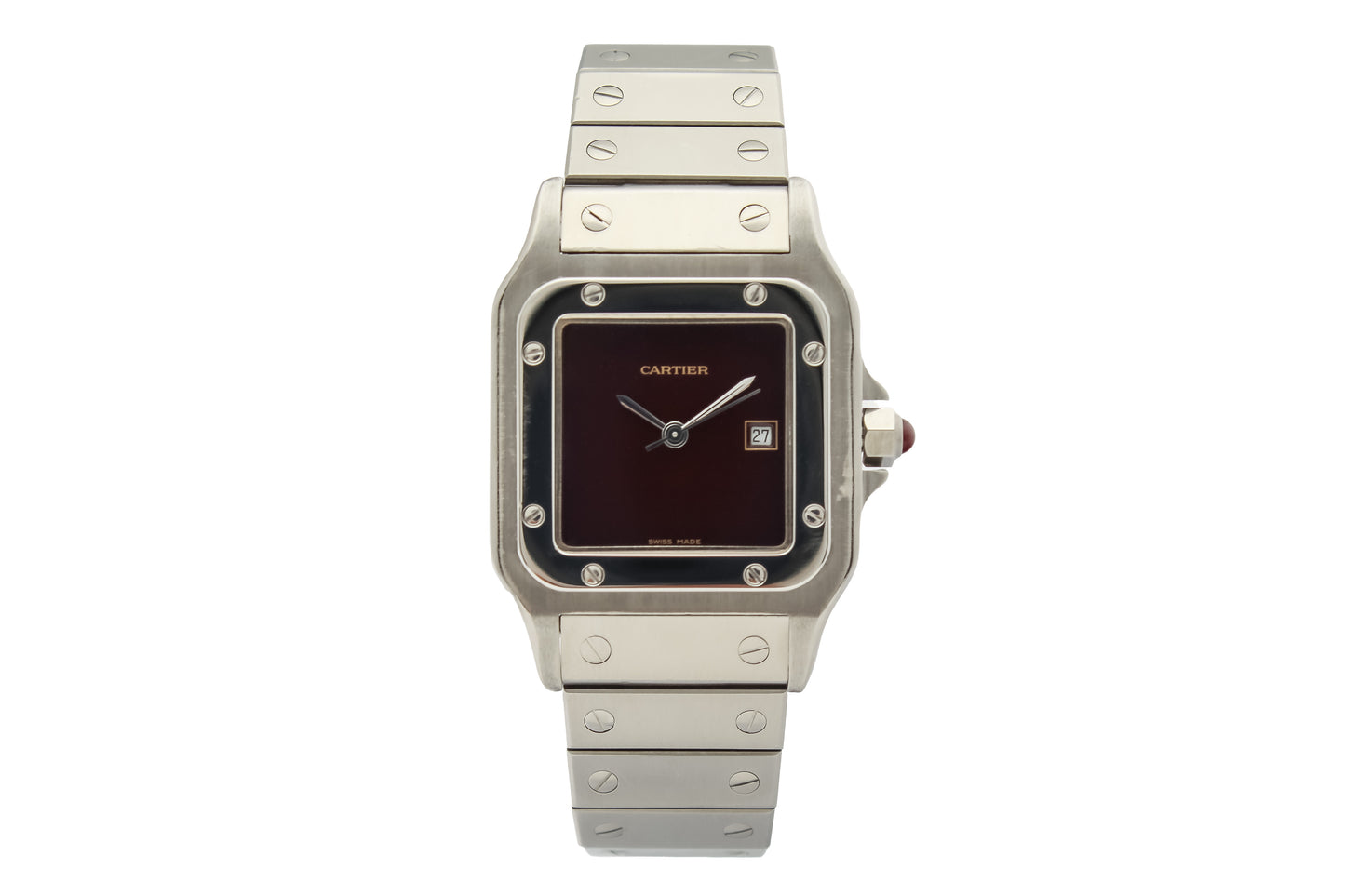 Cartier Santos Ref. 2960 - "Like new" condition - Burgundy - "Swiss made" dial