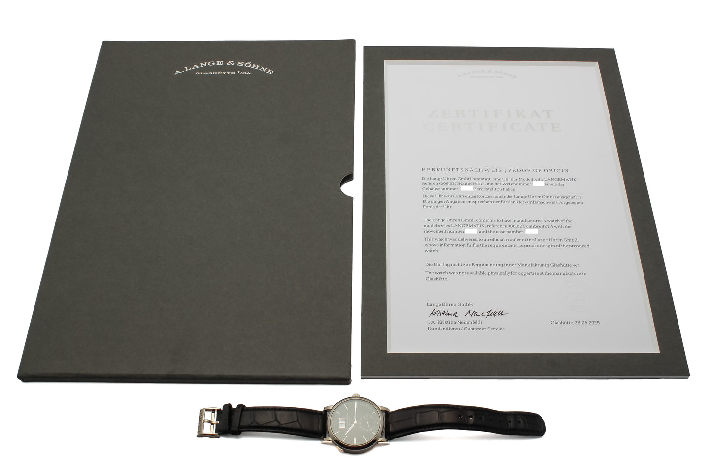 A. Lange & Söhne Langematik Ref. 308.027 - "Very good" condition - Extract from the archives