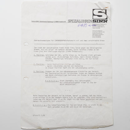 Sinn Ref. 903 - "Very good" condition - First owner - First purchasing invoice